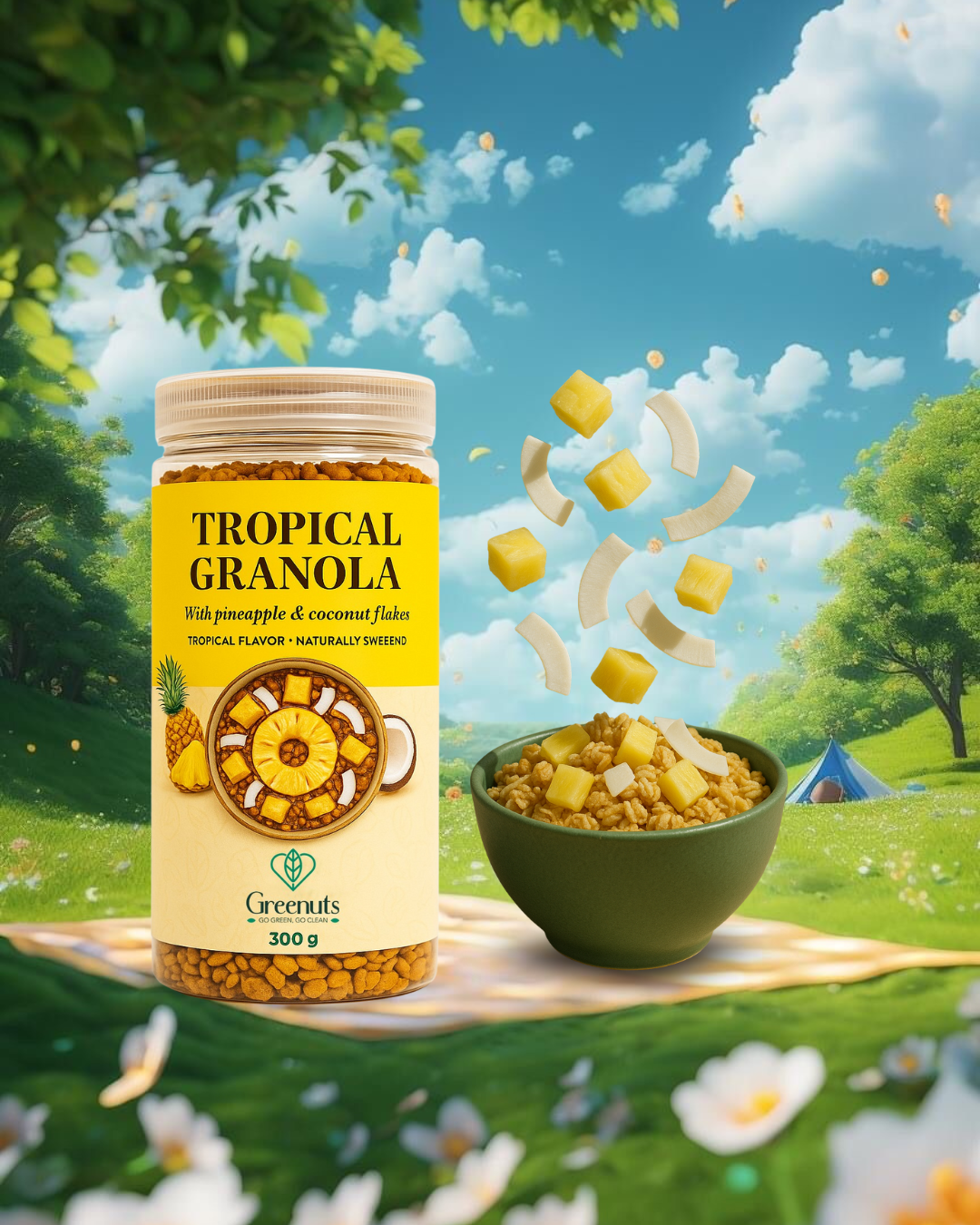 جرانولا استوائية - أناناس وجوز الهند