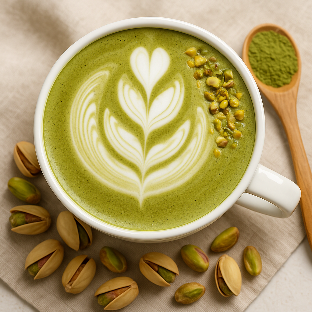 Pistachio Matcha latte - ماتشا لاتيه بالفستق الحلبي
