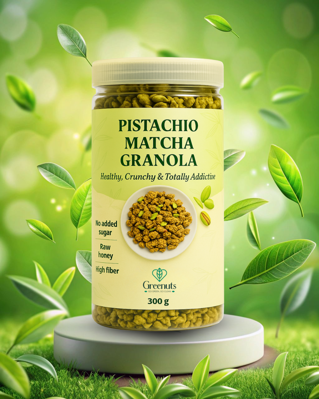 جرانولا الفستق والماتشا