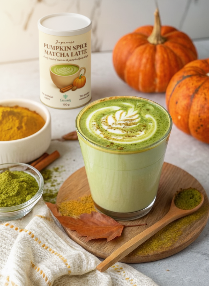 Pumpkin Spice Matcha latte ماتشا لاتيه بالقرفه والجنزبيل