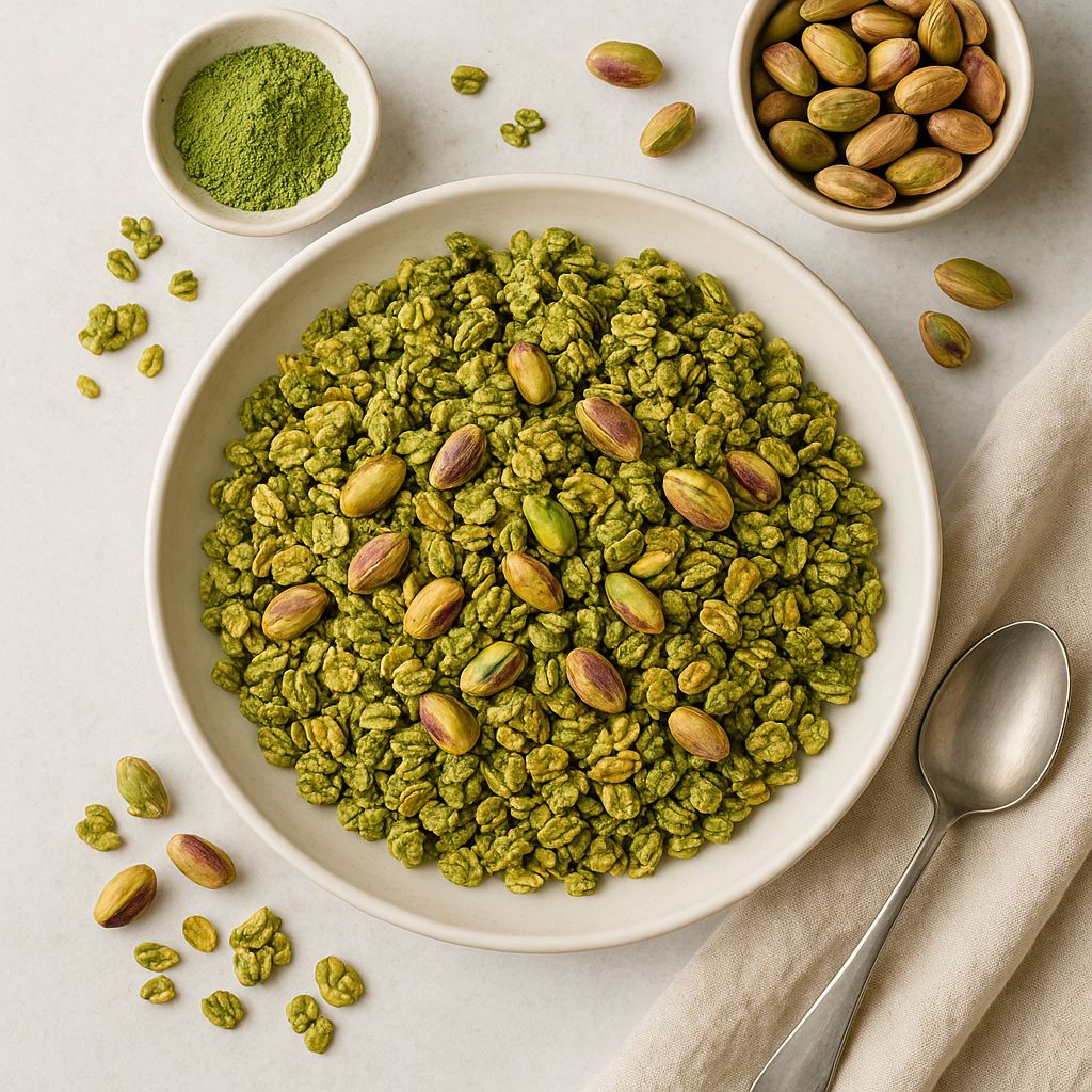 جرانولا الفستق والماتشا